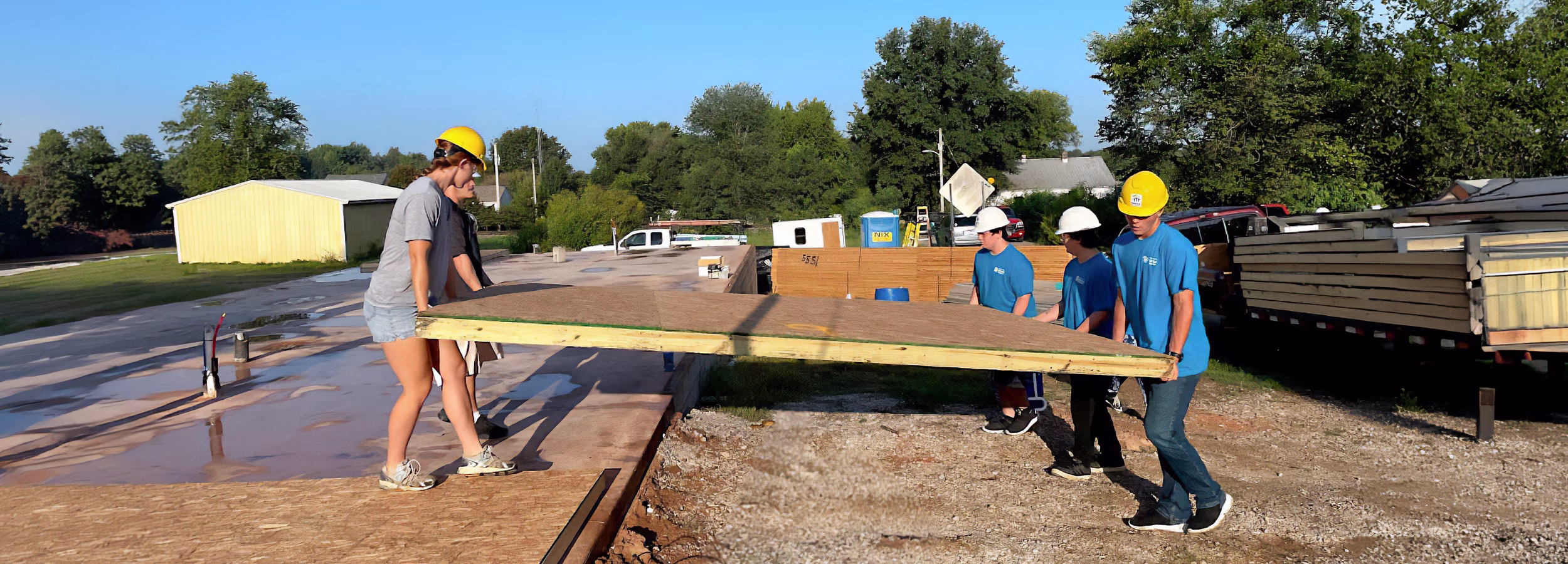 Spencer County, Indiana Habitat volunteers working at a job site.